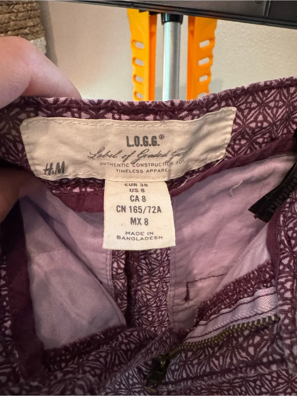 H&M Purple Printed Linen and Cotton Pants Size 8